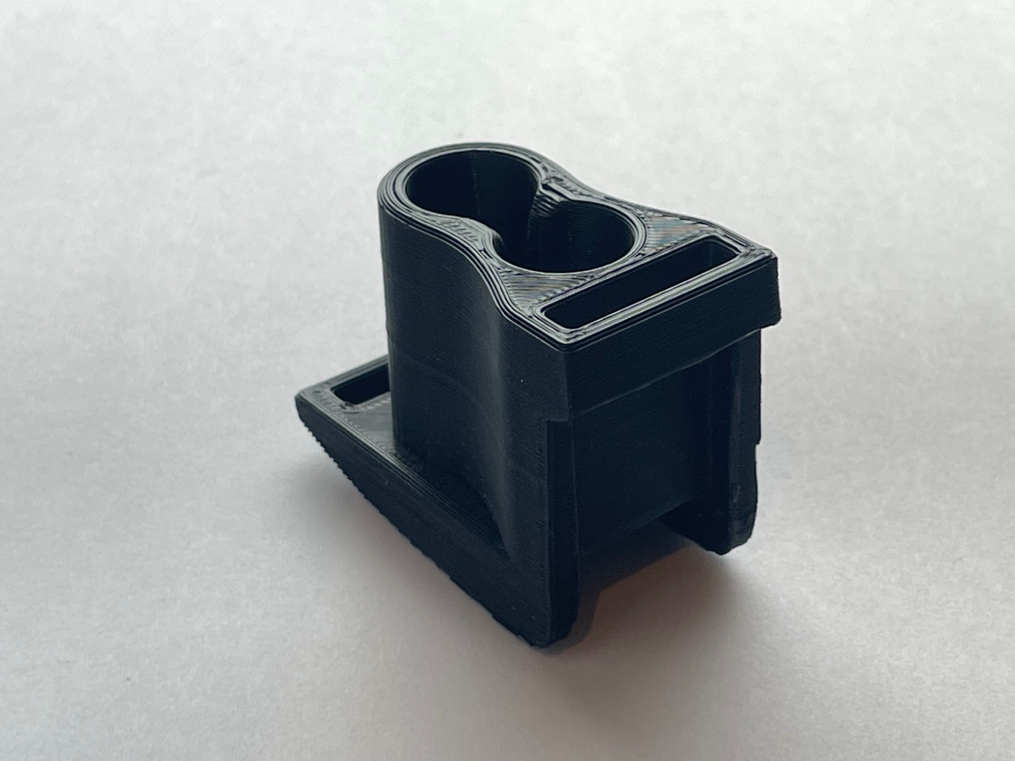 3D-printet prototype av stangkoppen sett ovenfra